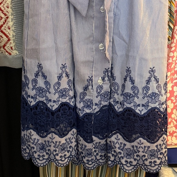 Sharagano Blue and White Striped Dress - Picture 2 of 5